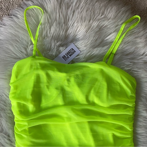 BB DAKOTA BY STEVE MADDEN Neon Green Citron Stay Mesh Dress XL NWT - Picture 11 of 16
